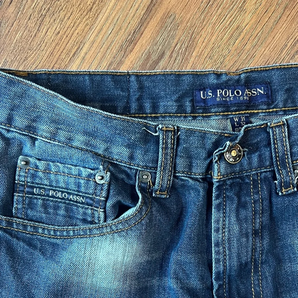 U.S. Polo Assn. Dark Blue Straight Jeans - Distressed Denim - Picture 2 of 9